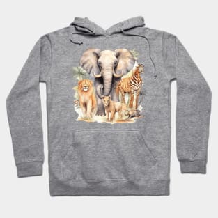 Watercolor Animal Safari #3 Hoodie